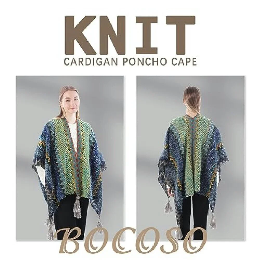Oversized Knit Poncho Cape Shawl Wrap Cardigan Fringe Bohemian